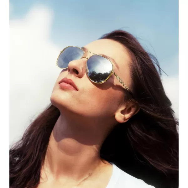 FEISEDY Retro Polarized Pilot Sunglasses for Women 70s Vintage Trendy Shades B4147Silver Mirror
