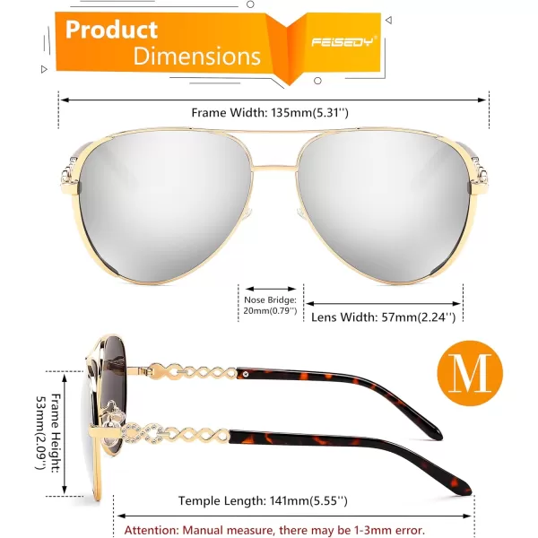 FEISEDY Retro Polarized Pilot Sunglasses for Women 70s Vintage Trendy Shades B4147Silver Mirror