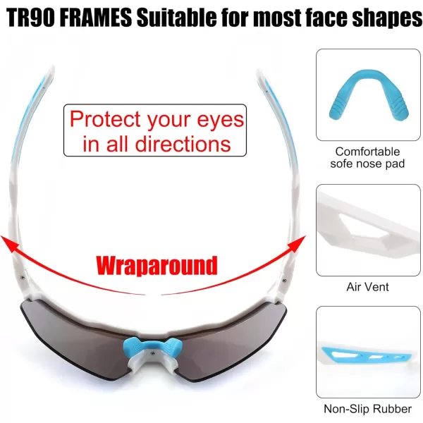 FEISEDY Sports Sunglasses Cycling Glasses for Men and WomenUV400 Protection Glasses for Baseball Fishing Golf B0069Black Frame  Blue Mirror Lens