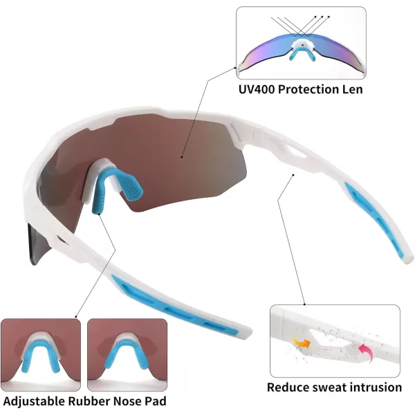 FEISEDY Sports Sunglasses Cycling Glasses for Men and WomenUV400 Protection Glasses for Baseball Fishing Golf B0069Black Frame  Blue Mirror Lens