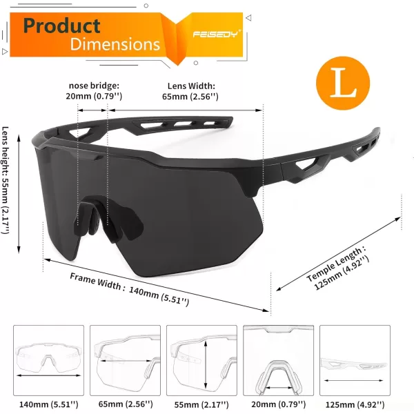 FEISEDY Sports Sunglasses Cycling Glasses for Men and WomenUV400 Protection Glasses for Baseball Fishing Golf B0069Black Frame  Grey Lens