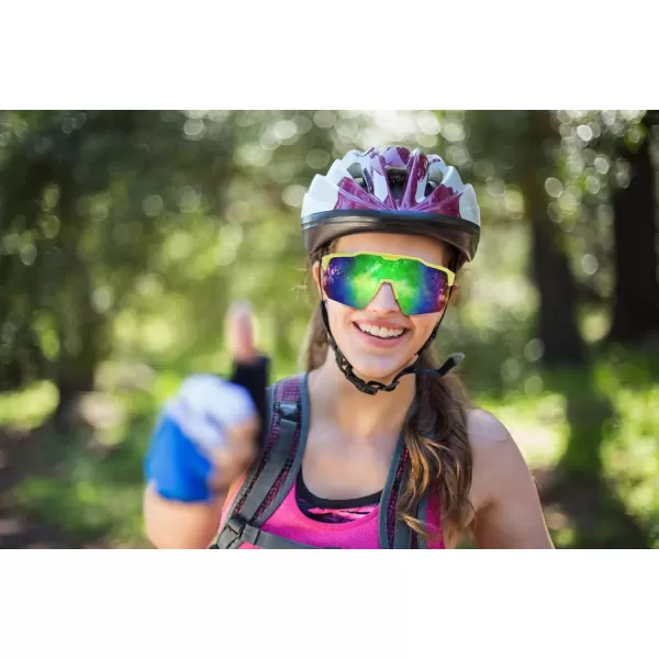 FEISEDY Sports Sunglasses Cycling Glasses for Men and WomenUV400 Protection Glasses for Baseball Fishing Golf B0069Green Frame  Green Mirror Lens