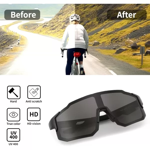 FEISEDY Sports Sunglasses Mens Women Baseball Sunglasses Biking Cycling Sunglasses for Teens UV400 Protection B2388001black Black