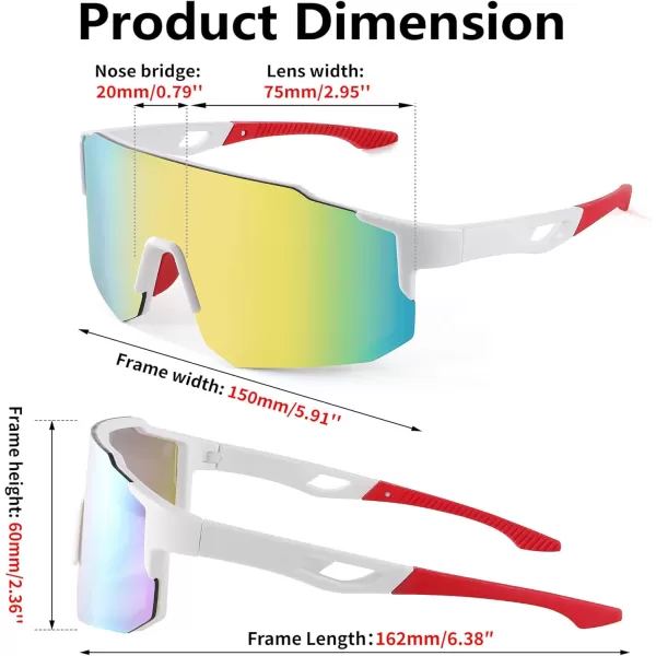 FEISEDY Sports Sunglasses Mens Women Baseball Sunglasses Biking Cycling Sunglasses for Teens UV400 Protection B2388002white Glod
