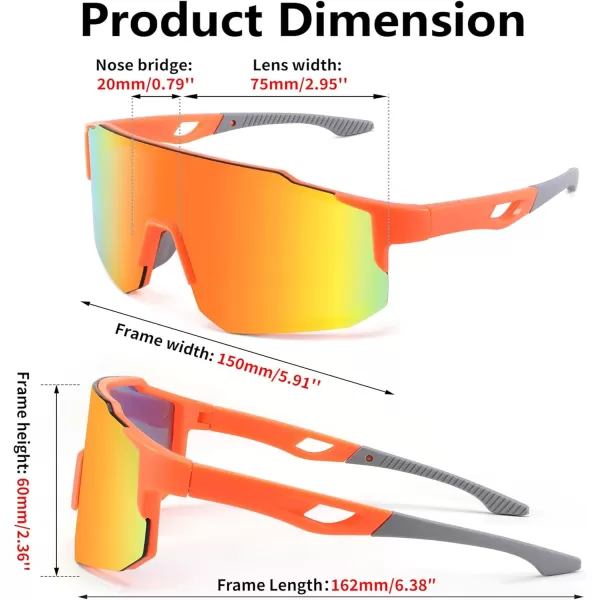 FEISEDY Sports Sunglasses Mens Women Baseball Sunglasses Biking Cycling Sunglasses for Teens UV400 Protection B2388003orange