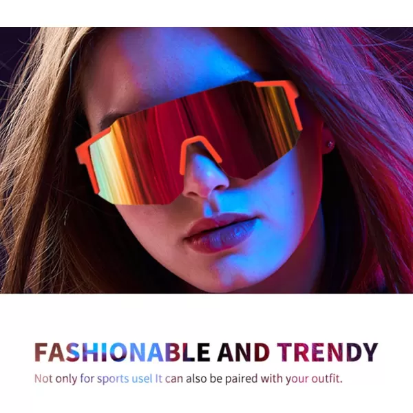 FEISEDY Sports Sunglasses Mens Women Baseball Sunglasses Biking Cycling Sunglasses for Teens UV400 Protection B2388003orange