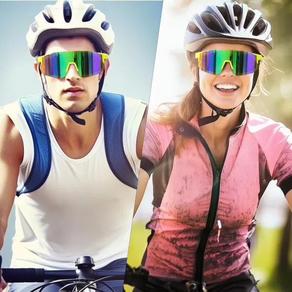 FEISEDY Sports Sunglasses Mens Women Baseball Sunglasses Biking Cycling Sunglasses for Teens UV400 Protection B2388004fluorescence Green
