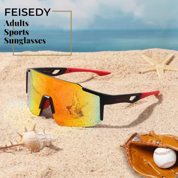 FEISEDY Sports Sunglasses Mens Women Baseball Sunglasses Biking Cycling Sunglasses for Teens UV400 Protection B2388005black Purple
