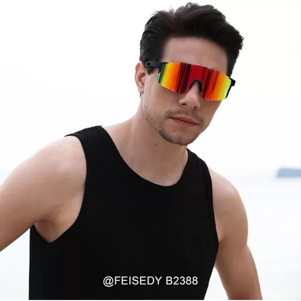 FEISEDY Sports Sunglasses Mens Women Baseball Sunglasses Biking Cycling Sunglasses for Teens UV400 Protection B2388005black Purple