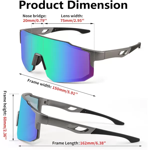 FEISEDY Sports Sunglasses Mens Women Baseball Sunglasses Biking Cycling Sunglasses for Teens UV400 Protection B2388006gun Grey