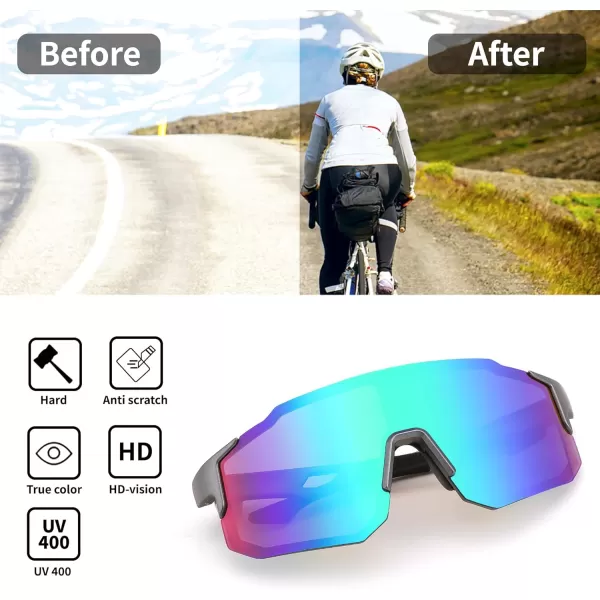FEISEDY Sports Sunglasses Mens Women Baseball Sunglasses Biking Cycling Sunglasses for Teens UV400 Protection B2388006gun Grey