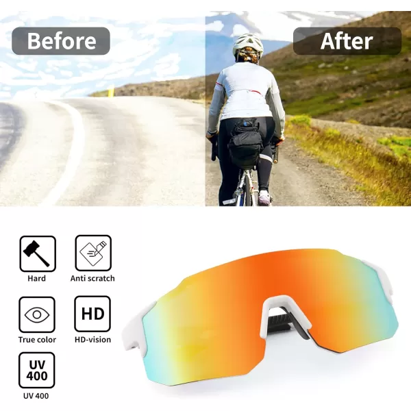 FEISEDY Sports Sunglasses Mens Women Baseball Sunglasses Biking Cycling Sunglasses for Teens UV400 Protection B2388007white