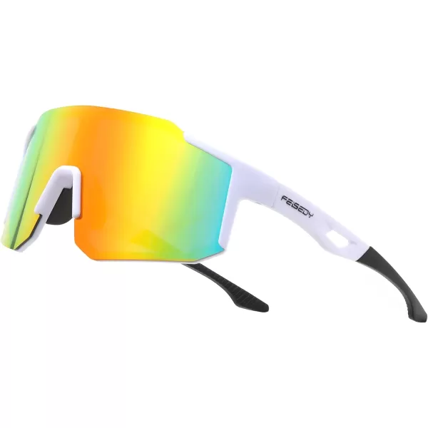 FEISEDY Sports Sunglasses Mens Women Baseball Sunglasses Biking Cycling Sunglasses for Teens UV400 Protection B2388007white