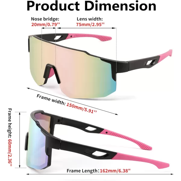 FEISEDY Sports Sunglasses Mens Women Baseball Sunglasses Biking Cycling Sunglasses for Teens UV400 Protection B2388008black Pink