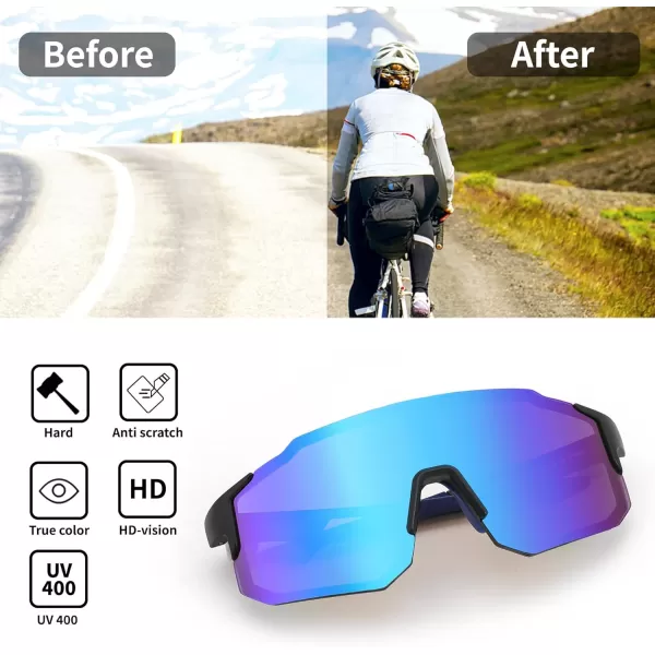 FEISEDY Sports Sunglasses Mens Women Baseball Sunglasses Biking Cycling Sunglasses for Teens UV400 Protection B2388009black