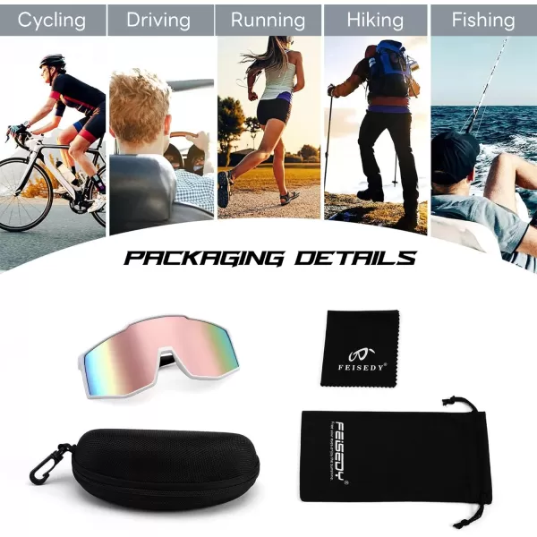 FEISEDY Sports Sunglasses Youth Baseball Cycling Sunglasses Teens Tennis Sunglasses Sun Glasses Men Women B0061002  Pink
