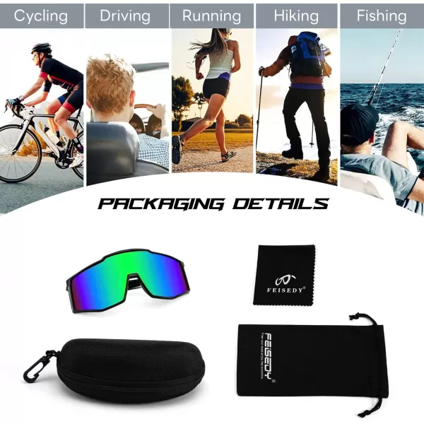 FEISEDY Sports Sunglasses Youth Baseball Cycling Sunglasses Teens Tennis Sunglasses Sun Glasses Men Women B0061003  Green