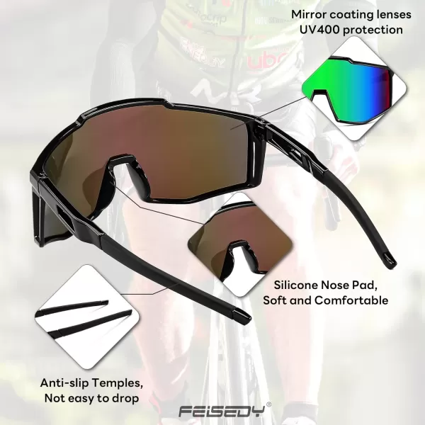 FEISEDY Sports Sunglasses Youth Baseball Cycling Sunglasses Teens Tennis Sunglasses Sun Glasses Men Women B0061003  Green