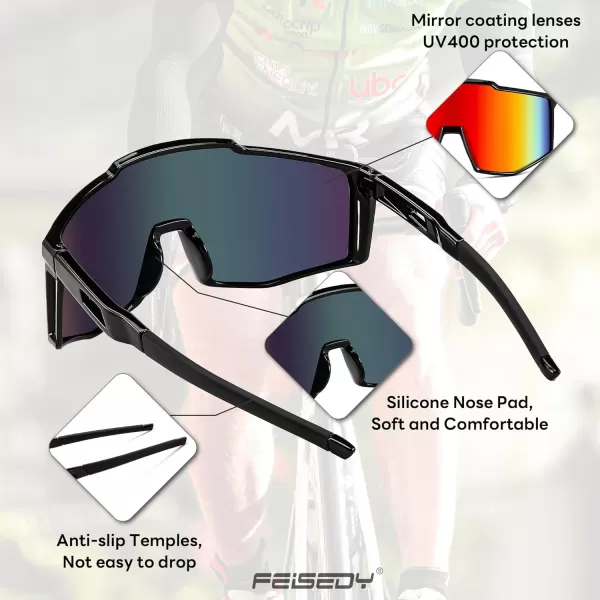 FEISEDY Sports Sunglasses Youth Baseball Cycling Sunglasses Teens Tennis Sunglasses Sun Glasses Men Women B0061004  Red