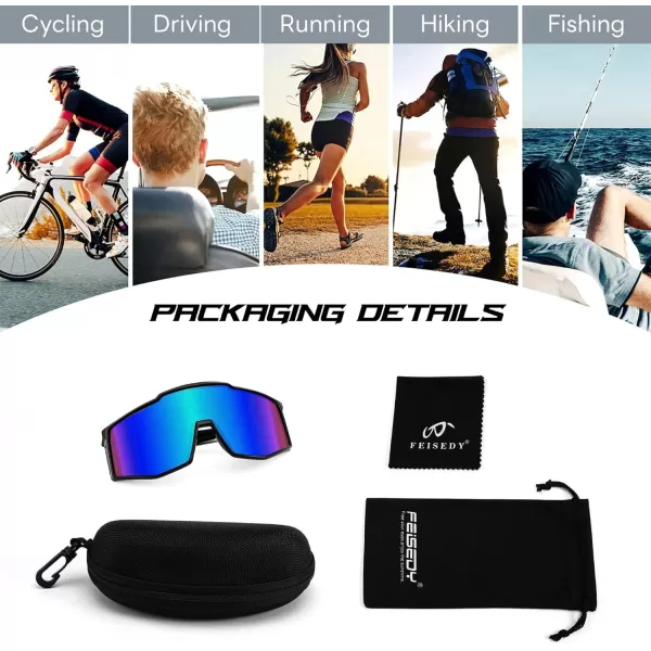 FEISEDY Sports Sunglasses Youth Baseball Cycling Sunglasses Teens Tennis Sunglasses Sun Glasses Men Women B0061005  Blue