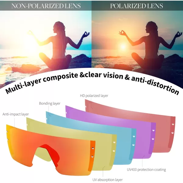 FEISEDY Sunglasses Mens Polarized Women Oversized Flat Top Square Cycling Fishing Golf Hiking Vintage Sun Glasses B2367Polarized Red Mirrored Lenses With Wine Frame 003