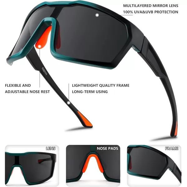 FEISEDY Sunglasses Sports Mens Women Baseball Cycling Mirrored Goggles Hiking Running UV400 Protection B0034Black Frame  Gray Mirror Lenses