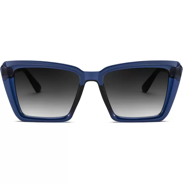 FEISEDY Trendy Cat Eye Women Sunglasses Retro Womens Square Cateye Sun Glasses B9135Blue