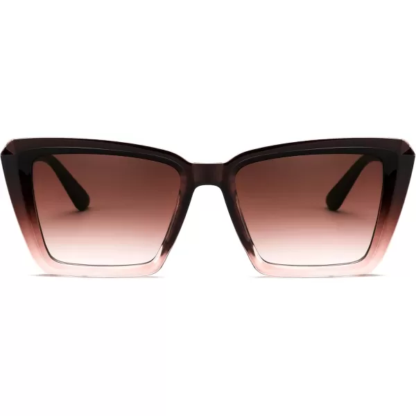 FEISEDY Trendy Cat Eye Women Sunglasses Retro Womens Square Cateye Sun Glasses B9135Brown