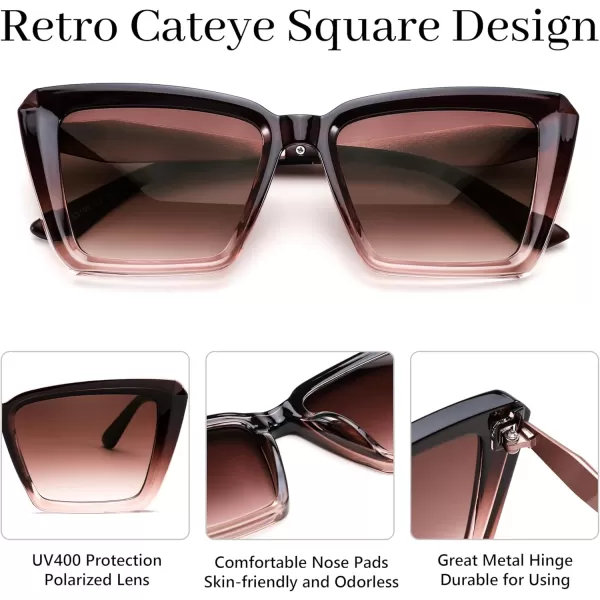 FEISEDY Trendy Cat Eye Women Sunglasses Retro Womens Square Cateye Sun Glasses B9135Brown