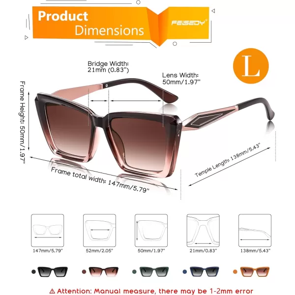 FEISEDY Trendy Cat Eye Women Sunglasses Retro Womens Square Cateye Sun Glasses B9135Brown