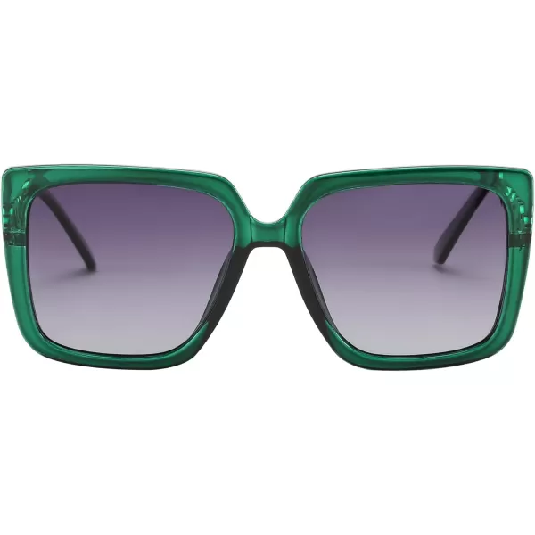 FEISEDY Trendy Polarized Cateye Sunglasses Womens Vintage Oversized Square Sunglasses UV400 Protection B0003Dark Green Frame Gradient Grey Lens