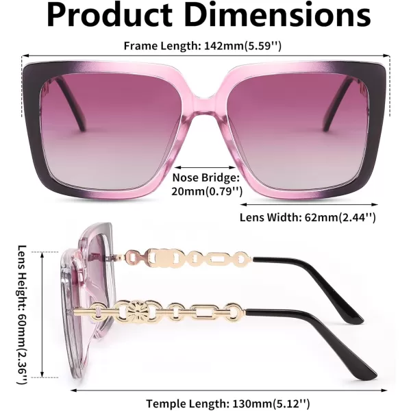 FEISEDY Trendy Polarized Cateye Sunglasses Womens Vintage Oversized Square Sunglasses UV400 Protection B0003Gradient Purple Frame Purple Lens