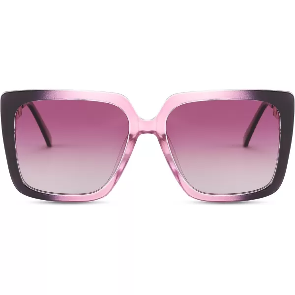 FEISEDY Trendy Polarized Cateye Sunglasses Womens Vintage Oversized Square Sunglasses UV400 Protection B0003Gradient Purple Frame Purple Lens