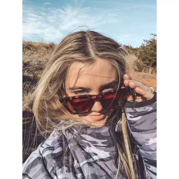 FEISEDY Vintage Polarized Square Cat Eye Sunglasses Women Trendy Fashion Cateye Polarized Sunglasses B2692Brown TortoiseGradient Tea Lenses