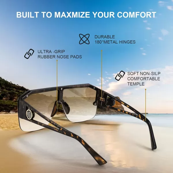 FEISEDY Women Men Sunglasse Square Flat Top Big Frame UV400 Sun Glasses Oversized B2765Leoperd