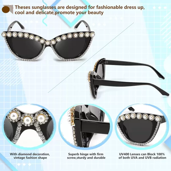 FEISEDY Women Oversized Diamond Sunglasses Fashion Cat Eye Rhinestone Sunglasses Jeweled Frame Costume Party B2360Flower Diamond
