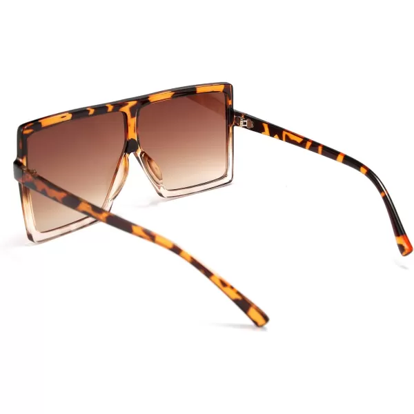 FEISEDY Women Square Oversized Sunglasses Flat Top Fashion Big Stylish Large Frame UV400 B253901 Leopard