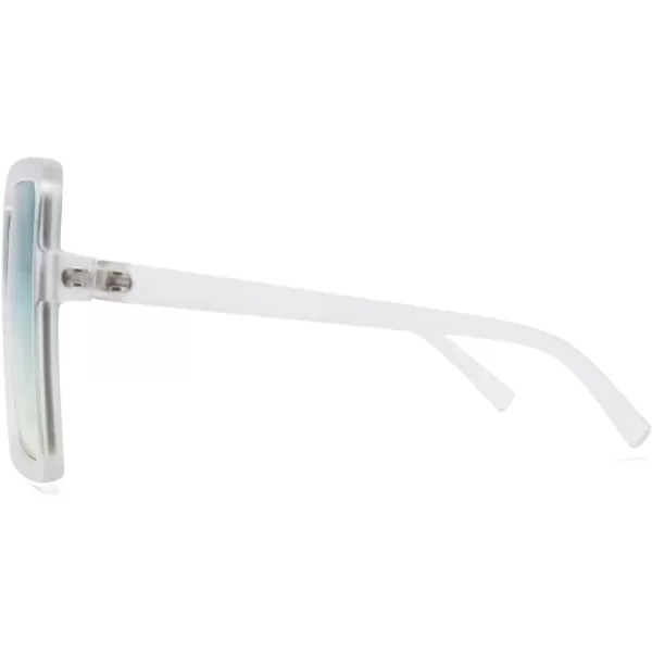 FEISEDY Women Square Oversized Sunglasses Flat Top Fashion Big Stylish Large Frame UV400 B253907 Green Ocean
