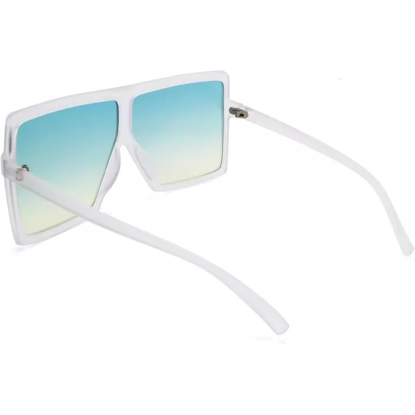 FEISEDY Women Square Oversized Sunglasses Flat Top Fashion Big Stylish Large Frame UV400 B253907 Green Ocean