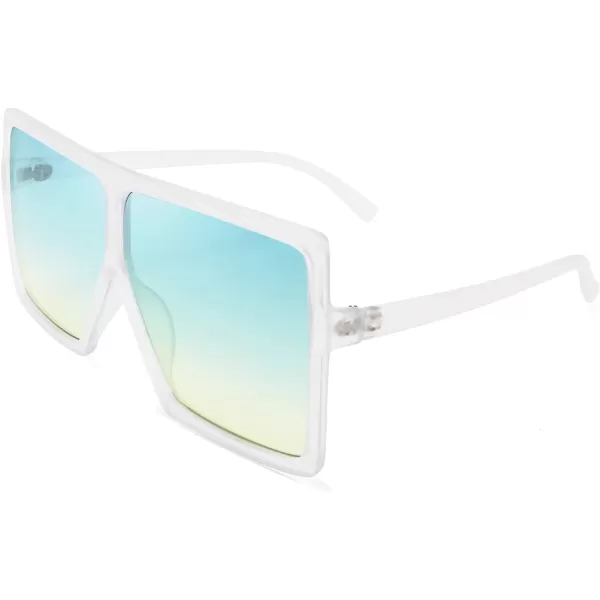 FEISEDY Women Square Oversized Sunglasses Flat Top Fashion Big Stylish Large Frame UV400 B253907 Green Ocean