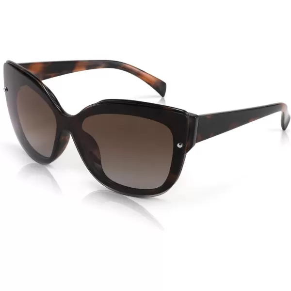 FEISEDY Cat Eye Sunglasses Polarized for Women MenRimless Mirrored Sunglasses Oversized Trendy Retro Sun Glasses B2796003 Leopard FrameGradient Brown Mirror Lens