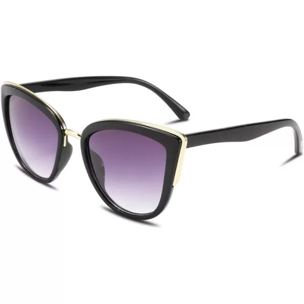 FEISEDY Cateye Sunglasses Women Vintage Cat Eye Female Ladies Sun Glasses B2498Black
