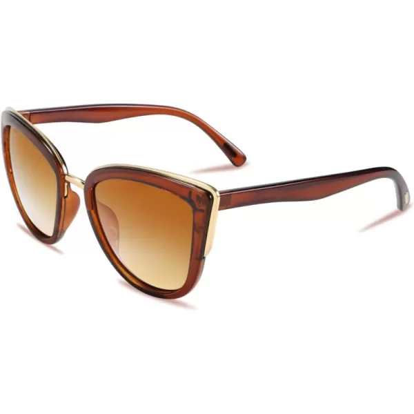 FEISEDY Cateye Sunglasses Women Vintage Cat Eye Female Ladies Sun Glasses B2498Brown