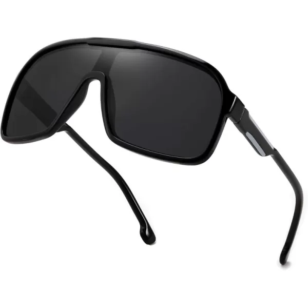 FEISEDY Fashion Polarized Sunglasses Oversized One Piece Reflective Lens Sports Sun Glasses B0122BlackGrey