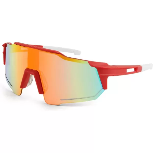 FEISEDY Men Women Sunglasses Sports Baseball Glasses Cycling Shades for Youth Teenss B4071Red FrameRed Mirror