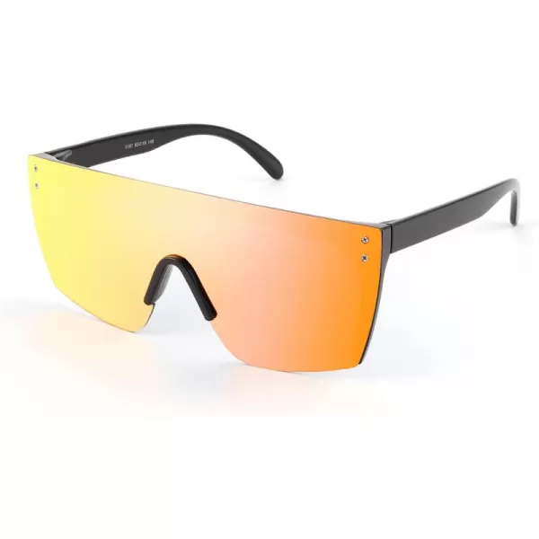 FEISEDY Mirrored Oversized Rimless Sunglasses for Women Men Flat Top Shield Wrap Square UV400 B2761Red Mirrored