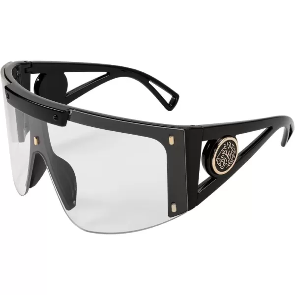 FEISEDY One Piece Oversized Sunglasses for Men Women Big Shades Wrap Shield Sunglasses for Cycling Driving Vacation B4027Black Frame  Clear Lens