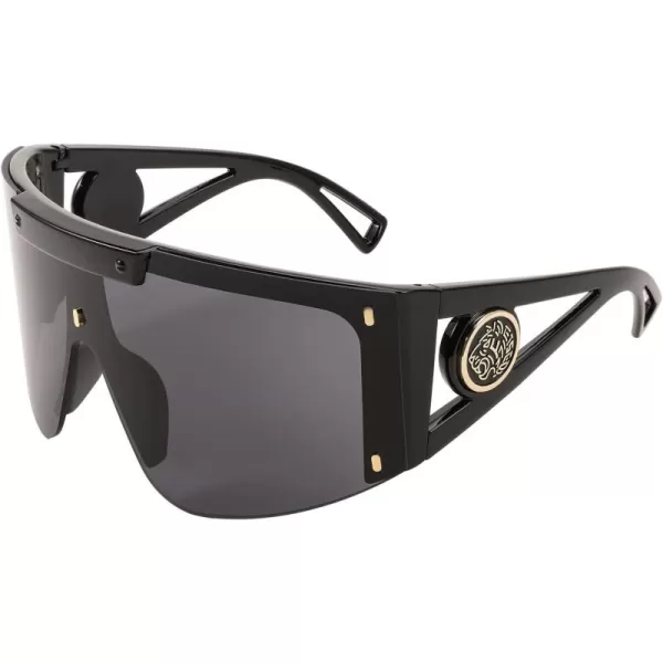 FEISEDY One Piece Oversized Sunglasses for Men Women Big Shades Wrap Shield Sunglasses for Cycling Driving Vacation B4027Black Frame  Grey Lens