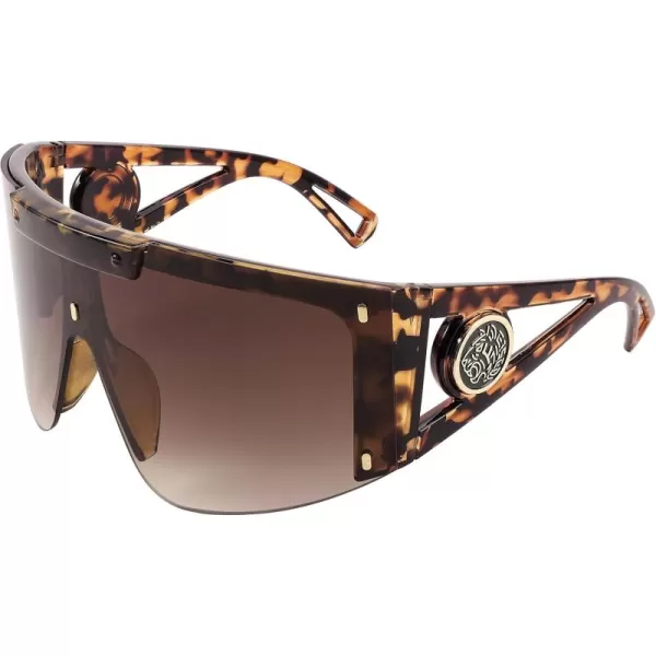 FEISEDY One Piece Oversized Sunglasses for Men Women Big Shades Wrap Shield Sunglasses for Cycling Driving Vacation B4027Leopard Frame  Gradual Tea Lens