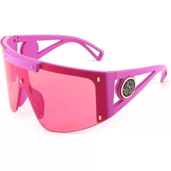 FEISEDY One Piece Oversized Sunglasses for Men Women Big Shades Wrap Shield Sunglasses for Cycling Driving Vacation B4027Pink